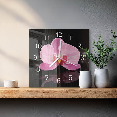 Quadrato orologio quadrato in vetro Orchidea