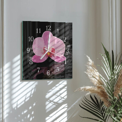 Quadrato orologio quadrato in vetro Orchidea