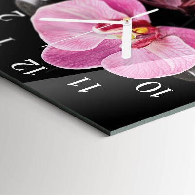 Quadrato orologio quadrato in vetro Orchidea