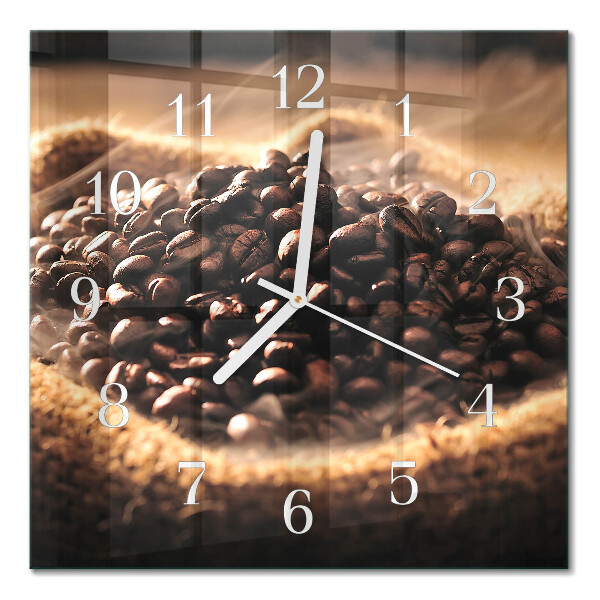 Quadrato orologio quadrato in vetro Chicchi di caffè