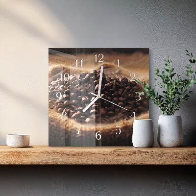 Quadrato orologio quadrato in vetro Chicchi di caffè