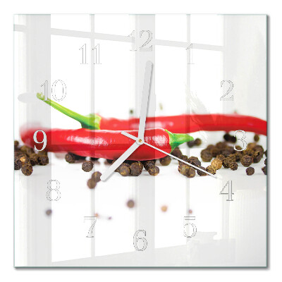 Orologio in vetro decorativo quadrato Grani di pepe