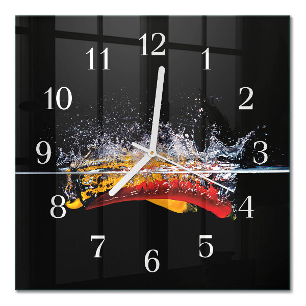 Quadrato orologio quadrato in vetro Peperoncini