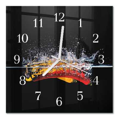 Quadrato orologio quadrato in vetro Peperoncini