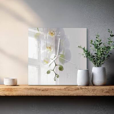 Orologio in vetro decorativo quadrato Orchidea