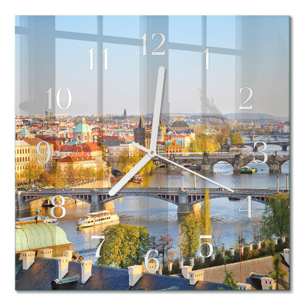 Orologio in vetro decorativo quadrato Praga