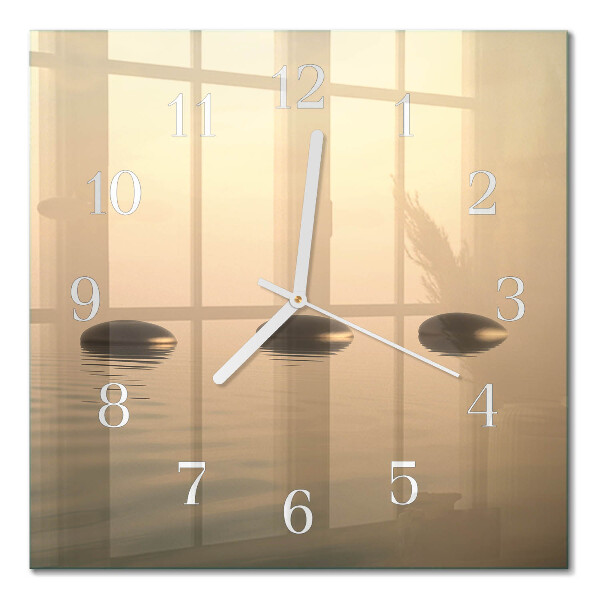 Quadrato orologio quadrato in vetro Acqua di pietre