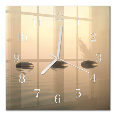 Quadrato orologio quadrato in vetro Acqua di pietre