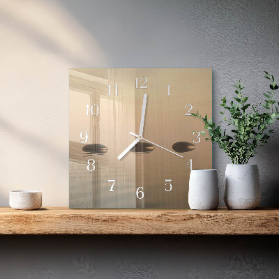 Quadrato orologio quadrato in vetro Acqua di pietre