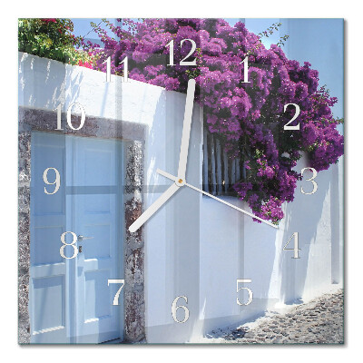 Orologio in vetro decorativo quadrato Fiori da interno