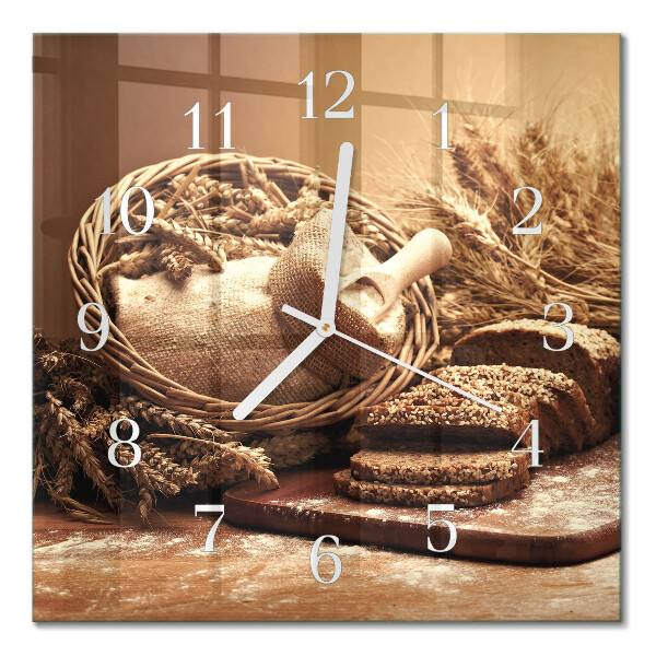Orologio in vetro decorativo quadrato Pane