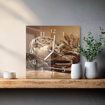 Orologio in vetro decorativo quadrato Pane