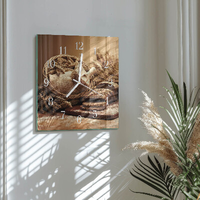 Orologio in vetro decorativo quadrato Pane