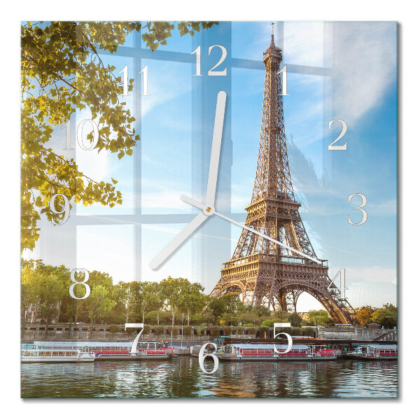 Quadrato orologio quadrato in vetro Torre Eiffel Parigi