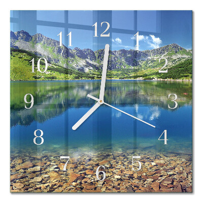 Quadrato orologio quadrato in vetro Lago di montagna
