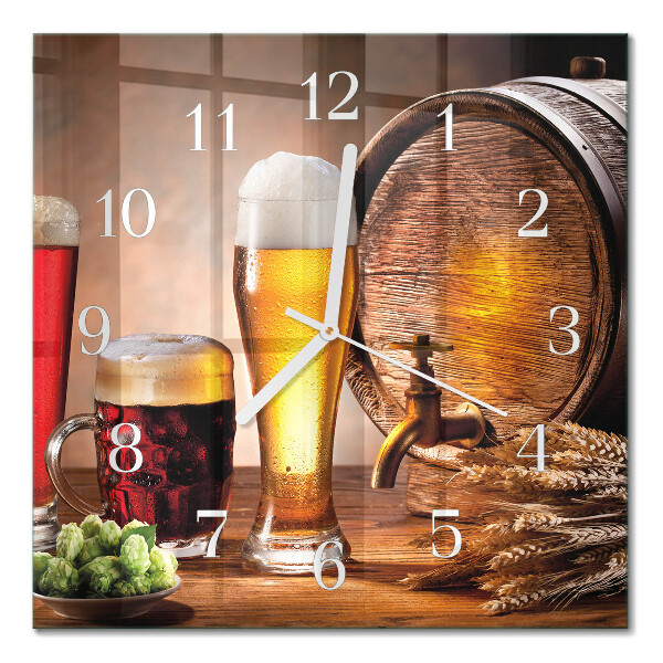 Orologio in vetro decorativo quadrato Un barile di birra