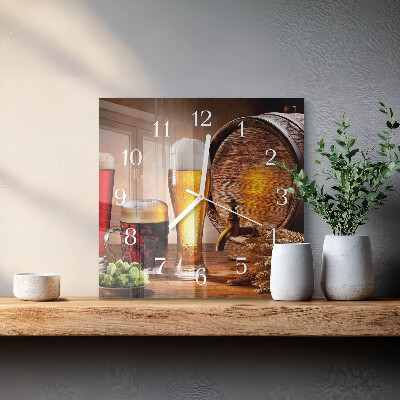 Orologio in vetro decorativo quadrato Un barile di birra