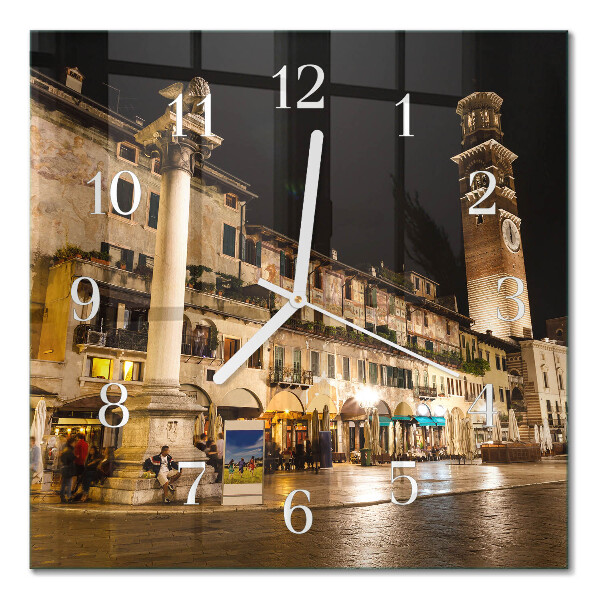 Quadrato orologio quadrato in vetro Città notturna