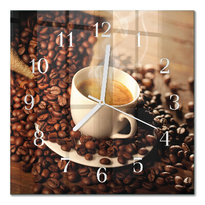 Orologio in vetro decorativo quadrato Una tazza di caffè