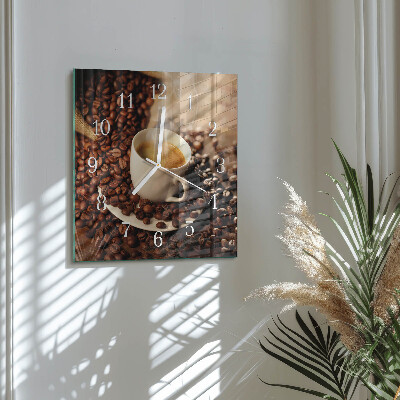 Orologio in vetro decorativo quadrato Una tazza di caffè