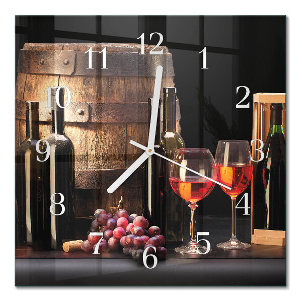Quadrato orologio quadrato in vetro Una botte di vino