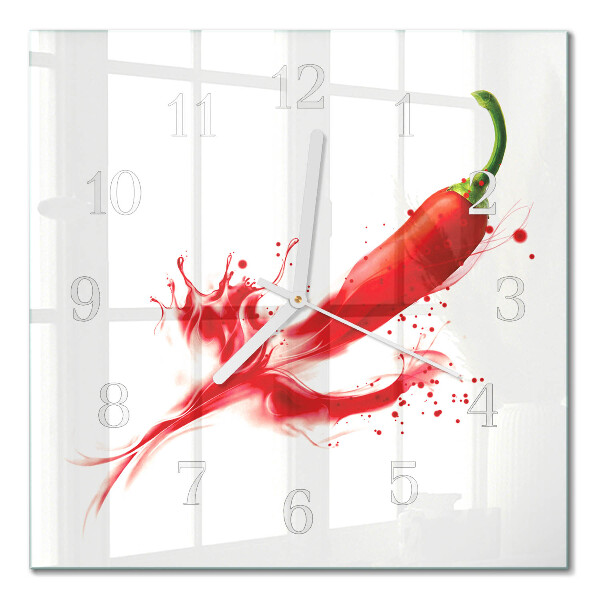 Orologio in vetro decorativo quadrato Peperoncino
