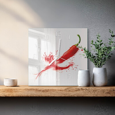 Orologio in vetro decorativo quadrato Peperoncino