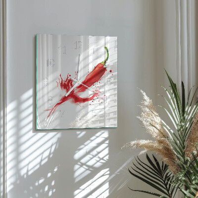 Orologio in vetro decorativo quadrato Peperoncino