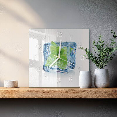 Orologio in vetro decorativo quadrato Menta ghiacciata