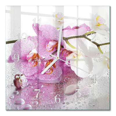 Quadrato orologio quadrato in vetro Orchidea