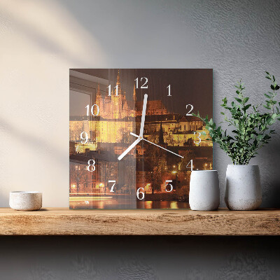 Orologio in vetro decorativo quadrato Praga