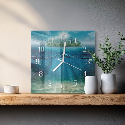 Orologio in vetro decorativo quadrato Fondale marino
