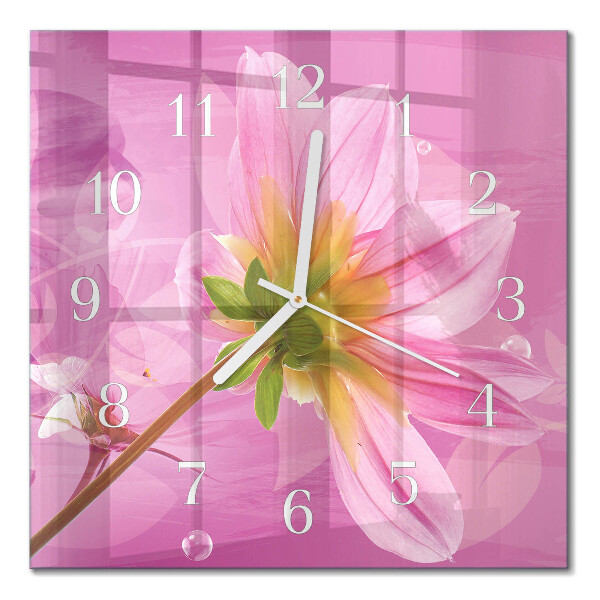 Quadrato orologio quadrato in vetro Fiore