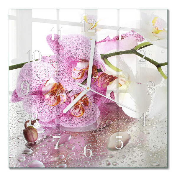 Orologio in vetro decorativo quadrato Orchidea