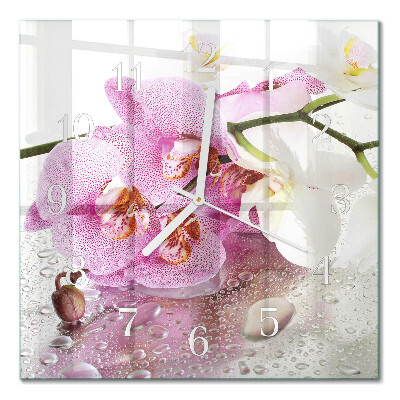 Orologio in vetro decorativo quadrato Orchidea