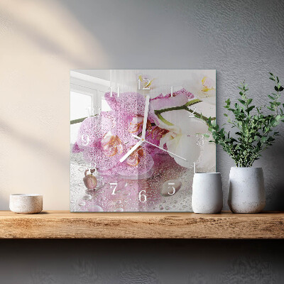 Orologio in vetro decorativo quadrato Orchidea