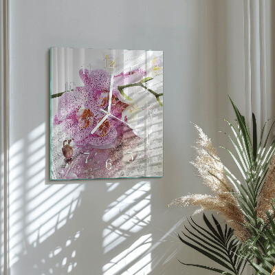 Orologio in vetro decorativo quadrato Orchidea