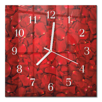 Orologio in vetro decorativo quadrato Petali di rosa