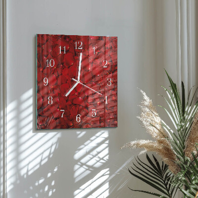 Orologio in vetro decorativo quadrato Petali di rosa