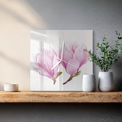 Orologio in vetro decorativo quadrato Magnolia