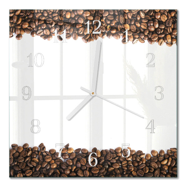Quadrato orologio quadrato in vetro Chicchi di caffè