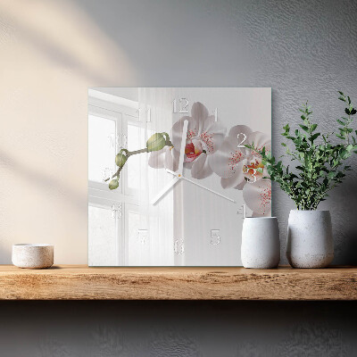 Orologio in vetro decorativo quadrato Orchidea