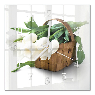 Orologio da parete quadrato Cesto di tulipani