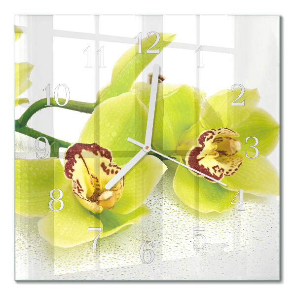 Orologio in vetro decorativo quadrato Orchidea