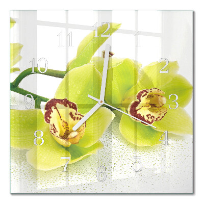 Orologio in vetro decorativo quadrato Orchidea