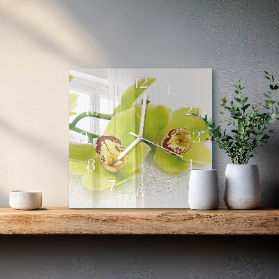 Orologio in vetro decorativo quadrato Orchidea