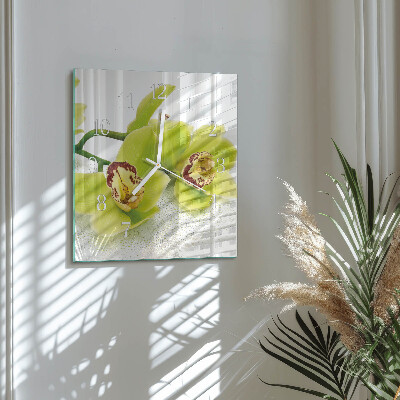 Orologio in vetro decorativo quadrato Orchidea