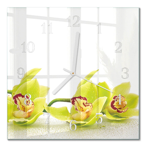 Quadrato orologio quadrato in vetro Orchidea