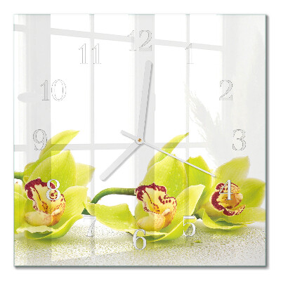 Quadrato orologio quadrato in vetro Orchidea