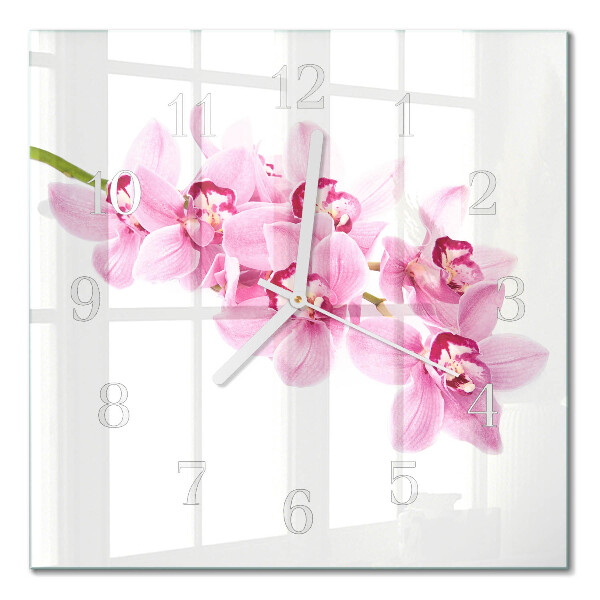 Orologio in vetro decorativo quadrato Orchidea